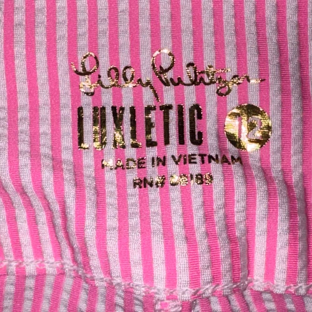Resort Wear Lilly Pulitzer Luxletic Corso Pant Havana Pink Seersucker Striped 12 - Picture 7 of 10